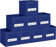 🔵 tomcare 8-pack foldable fabric storage cubes with label windows - navy blue clothe cube organizer bins for shelves, closet organizers, cubby storage, and baskets logo