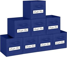 img 4 attached to 🔵 TomCare 8-Pack Foldable Fabric Storage Cubes with Label Windows - Navy Blue Clothe Cube Organizer Bins for Shelves, Closet Organizers, Cubby Storage, and Baskets