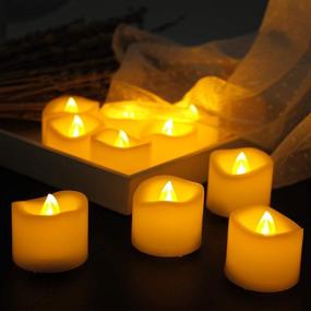 img 1 attached to 🕯️ Realistic Flickering Flameless Candles with Remote Control - Pack of 12 LED Votive Tea Lights, 200 Hours Battery Life & Timer Function (White)