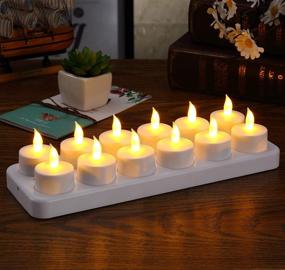 img 2 attached to Esup Rechargeable Flameless Flickering Tealight Candles with White Base - Set of 12 for Party Decor, Weddings, Bars, Family Dinners, Outdoor Picnics (No Remote Control)