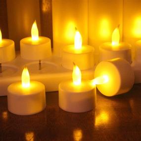 img 1 attached to Esup Rechargeable Flameless Flickering Tealight Candles with White Base - Set of 12 for Party Decor, Weddings, Bars, Family Dinners, Outdoor Picnics (No Remote Control)