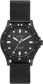 img 4 attached to Часы Skagen Fisk, вдохновленные дайвингом, из нержавеющей стали 38 мм: вращающееся верхнее кольцо, улучшенная люминесценция, винтовая корона