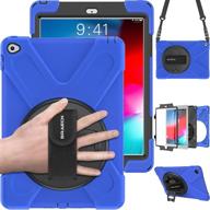 📱 braecn ipad air 2 case: heavy duty rugged protection with 360 degree swivel stand and shoulder strap - blue logo