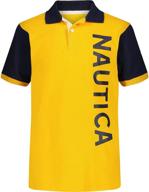 футболка polo boys 'nautica: наследственный стиль короткими рукавами и блокировка цвета. логотип