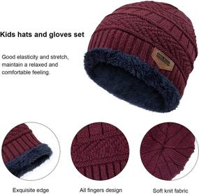 img 3 attached to Winter Beanie Knitted Toddler Mittens Boys' Accessories for Cold Weather
