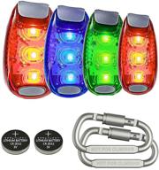 🔦 eugar led safety light: 4 pack strobe lights for runners, stroller, dogs, bike - high visibility flashing warning clip on light with carabiner and cr logo