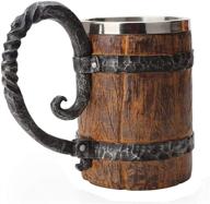 🍺 550ml kndatle handmade wooden barrel beer mug - vintage bar accessory with stainless steel double wall, handle & bucket shape - ideal drinkware for bar or restaurant логотип