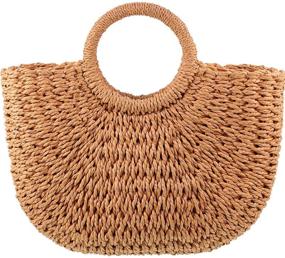 img 4 attached to 👜 Stylish and Durable Straw Tote Bag: Perfect Summer Beach Handbag for Women Travel