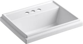 img 3 attached to 💧 KOHLER K-2991-4-0 Tresham Rectangle Self-Rimming Bathroom Sink, Centerset Faucet, White