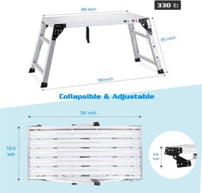 img 1 attached to 🔧 Adjustable Height Aluminum Work Platform - Supports 330 lbs, Portable Folding Stool Ladder with Non-Slip Surface (24-35 inches)