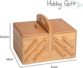 img 2 attached to 🧵 Hobbygift Cantilever Sewing Box Light, 73x25x25 cm, Mid Shade Wood