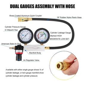 img 2 attached to JIFETOR Cylinder Leak Down Tester Kit with Dual Pressure Gauges - Professional Engine Compression Leakdown Detector Leak Test Set for Gasoline Engines, Suitable for Car Truck Motorcycle with 10 12 14mm Spark Plugs