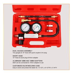 img 3 attached to JIFETOR Cylinder Leak Down Tester Kit with Dual Pressure Gauges - Professional Engine Compression Leakdown Detector Leak Test Set for Gasoline Engines, Suitable for Car Truck Motorcycle with 10 12 14mm Spark Plugs