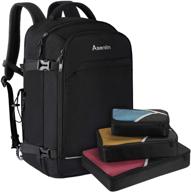 🎒 asenlin 40l travel backpack: flight approved laptop bag for weekender, water-resistant carry on for women and men - large capacity overnight daypack in black logo