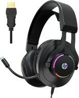 🎧 hp usb pc gaming headset with microphone - 7.1 virtual surround sound game headphones with noise cancelling mic - breathable memory foam earpads & led rgb backlit - compatible with computer/laptops/pc logo