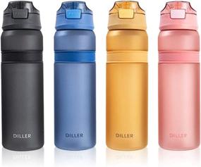 img 4 attached to 💧 Diller 28 oz BPA Free Plastic Water Bottle with Leak Proof Flip Top Lid and Straw, Ideal for Gym, Camping, Workouts, and Outdoors - Blue