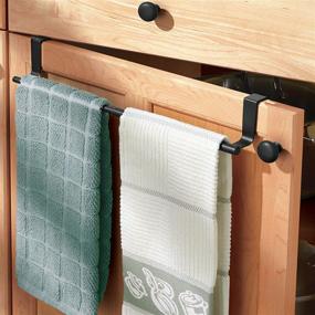 img 2 attached to mDesign Adjustable Kitchen Towel Bar Rack - Expandable, Hang on Inside or Outside Cabinet Doors - Storage for Hand, Dish, and Tea Towels - Customizable Width up to 17 Inches - 2 Pack, Matte Black