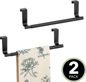 img 3 attached to mDesign Adjustable Kitchen Towel Bar Rack - Expandable, Hang on Inside or Outside Cabinet Doors - Storage for Hand, Dish, and Tea Towels - Customizable Width up to 17 Inches - 2 Pack, Matte Black