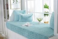 🪟 sincere plush bay window seat cover, custom size & thickened non-slip bench couch cover - ideal for indoor seating, sofa slipcover/mat - perfect for windowsill, balcony area seat pads - ocean blue (28x83 inch) logo