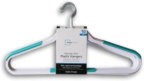 img 1 attached to 👗 Mainstays Slim Non-Slip Hangers - 10-Pack - Teal: Space-saving, reliable organizer for your closet!