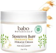 babo botanicals sensitive baby miracle cream - fragrance-free face & body moisturizer with organic calendula, shea butter, coconut & argan oil - ewg verified - 2 oz logo