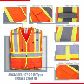 img 2 attached to Enhance Visibility 👷 with Reflective High-Visibility Safety Vests