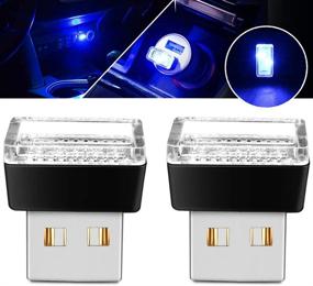 img 3 attached to 🔵 BukNikis USB Simple Atmosphere Lights - Universal Car Interior Accessories Lamp (Blue, Pack of 2)