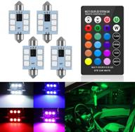 🌈 rgb led bulb 41mm 42mm 1.65 inches 578 212-2 211-2 festoon led bulbs,16 colors remote control dome map door courtesy trunk license plate lights lamps logo