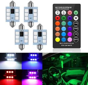 img 4 attached to 🌈 RGB LED Bulb 41mm 42mm 1.65 Inches 578 212-2 211-2 Festoon LED Bulbs,16 Colors Remote Control Dome Map Door Courtesy Trunk License Plate Lights Lamps