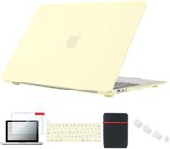 🟨 se7enline macbook pro 13 inch case cover for m1 a2338/a2251/a2289, compatible with macbook pro 2021/2020, touch bar, sleeve, keyboard cover, screen protector, dust plug - mellow yellow logo