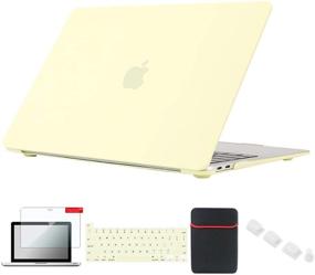 img 4 attached to 🟨 Se7enline MacBook Pro 13 inch Case Cover for M1 A2338/A2251/A2289, Compatible with MacBook Pro 2021/2020, Touch Bar, Sleeve, Keyboard Cover, Screen Protector, Dust Plug - Mellow Yellow