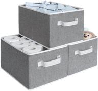 gray rectangular storage baskets with handles - pack of 3, foldable closet storage bins for linen closet - storageworks large closet organizers logo