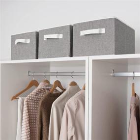 img 1 attached to Gray Rectangular Storage Baskets with Handles - Pack of 3, Foldable Closet Storage Bins for Linen Closet - StorageWorks Large Closet Organizers