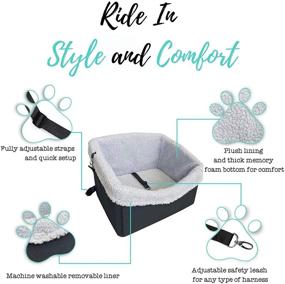 img 3 attached to 🐶 Premium Large Cozy Boost- Modern Grey Dog Car Booster Seat with Seat Belt Tether for Small to Medium Dogs, Puppies, and Pets Up to 30 Lbs