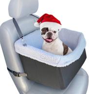 🐶 premium large cozy boost- modern grey dog car booster seat with seat belt tether for small to medium dogs, puppies, and pets up to 30 lbs logo