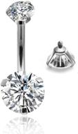 💎 gnoliew round cubic zirconia navel barbell stud belly button rings for body piercing logo