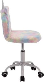 img 1 attached to 🪑 Fuzzy Kids Chair: Colorful Girls Vanity Swivel Chair with Rolling Study Desk - DM Furniture