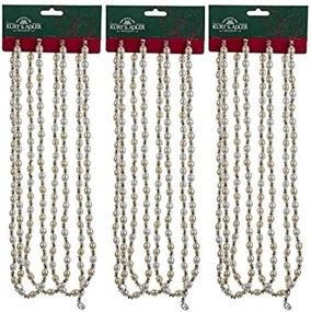 img 2 attached to 🎄 Kurt Adler (Set of 3 Gold & Ivory Christmas Beaded Garland, with 9 Feet Lengths)