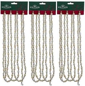 img 3 attached to 🎄 Kurt Adler (Set of 3 Gold & Ivory Christmas Beaded Garland, with 9 Feet Lengths)