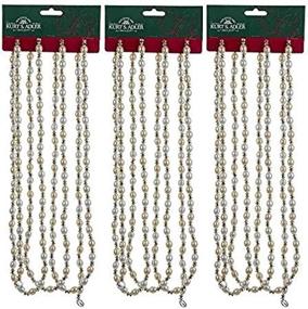 img 1 attached to 🎄 Kurt Adler (Set of 3 Gold & Ivory Christmas Beaded Garland, with 9 Feet Lengths)