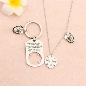 img 1 attached to 👩 FUSTMW Firefighter Gift: Keychain Necklace Set for Firefighter Wife, Girlfriend, Mom, Daughter - A Symbol of Protection from Harm