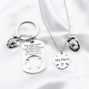 img 3 attached to 👩 FUSTMW Firefighter Gift: Keychain Necklace Set for Firefighter Wife, Girlfriend, Mom, Daughter - A Symbol of Protection from Harm