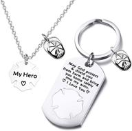 👩 fustmw firefighter gift: keychain necklace set for firefighter wife, girlfriend, mom, daughter - a symbol of protection from harm logo