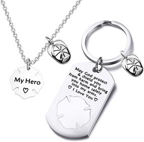 img 4 attached to 👩 FUSTMW Firefighter Gift: Keychain Necklace Set for Firefighter Wife, Girlfriend, Mom, Daughter - A Symbol of Protection from Harm