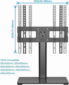 img 3 attached to 📺 EVERVIEW Universal TV Stand - Table Top TV Stand for 32-50 Inch LED, LCD TVs up to VESA 400 x 400mm 77 lbs Loading - Adjustable Height, Tempered Glass Base & Wire Management