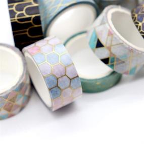 img 1 attached to 🎀 Glamorous VEYLIN 10Rolls Gold Foil Washi Tape: Golden Stripe Decorative Masking Tape for Stylish Notebook and Art Crafts