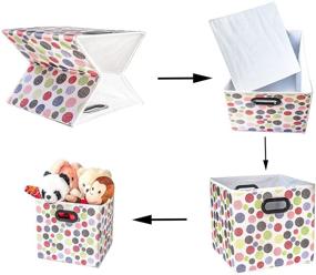 img 2 attached to 📦 Stylish Collapsible Storage Bins – (6 Pack Polka&Love) Unique Design, Gift Boxes, Tote, Baskets with Plastic Handles for Household Organization in Nursery or Offices