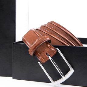 img 2 attached to 👔 Genuine Leather Men's Belts with Single Prong Buckle: Top-Quality Accessories