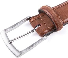 img 1 attached to 👔 Genuine Leather Men's Belts with Single Prong Buckle: Top-Quality Accessories