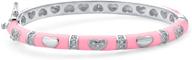 💖 delicate & elegant tiny white red/pink bangle bracelet: enamel cz pave hearts, silver/gold plated brass for extra small wrists (5.5, 6 inch) – perfect for girls, pre-teen, and women! logo